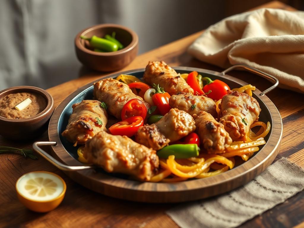 Fajitas de pollo con morrones