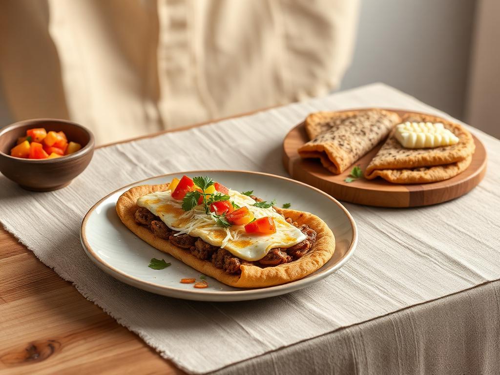 Molletes integrales de frijol y jitomate