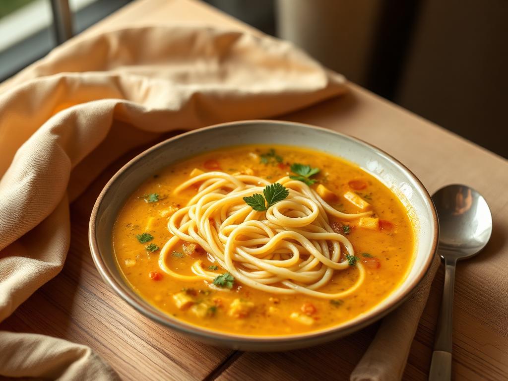 Sopa de verduras con fideo integral