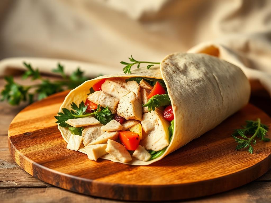 Wrap integral de pollo y verduras